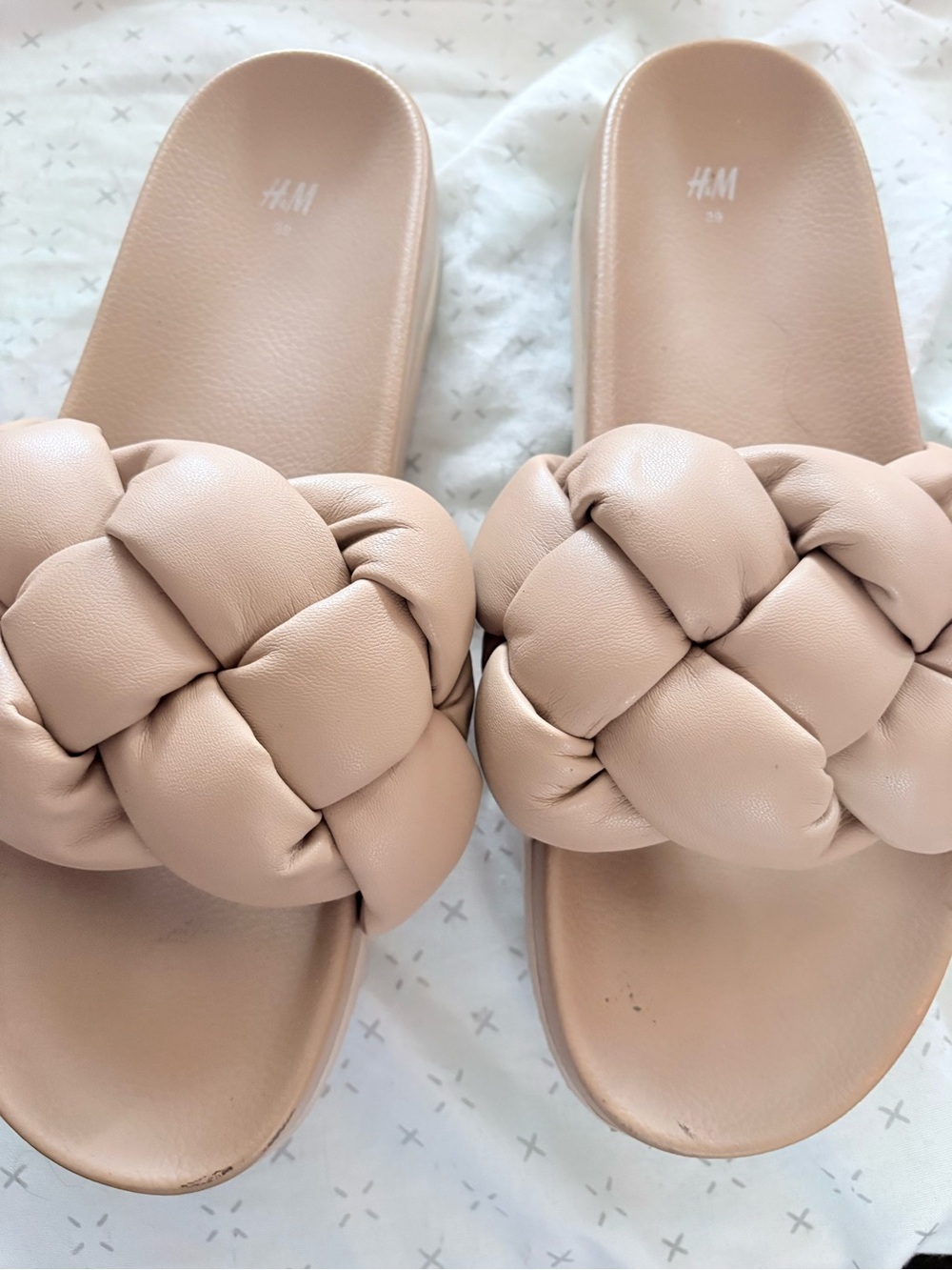 H&M Braided Slide Sandals in Blush